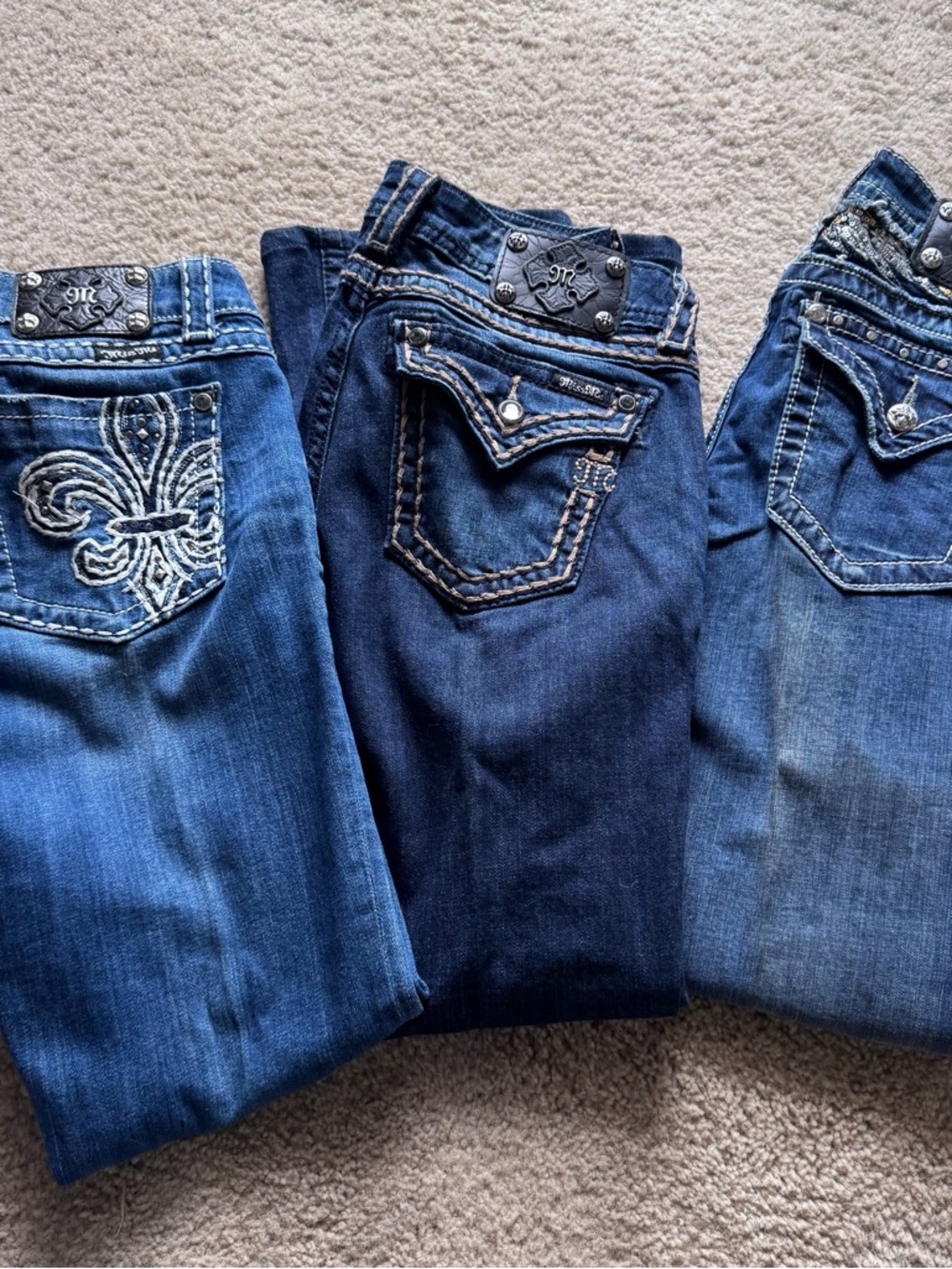 Miss Me Women’s Dark Blue Embroidered Boot Cut Jeans